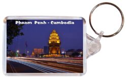 Phnom Penh - Cambodia - Double Sided Large Keyring Key Fob Chain Ring Gift Present Souvenir C3