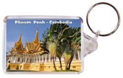 Phnom Penh - Cambodia - Double Sided Large Keyring Key Fob Chain Ring Gift Present Souvenir C4