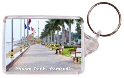 Phnom Penh - Cambodia - Double Sided Large Keyring Key Fob Chain Ring Gift Present Souvenir C5