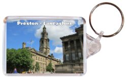Preston - Lancashire - Double Sided Large Keyring Key Fob Chain Ring Gift Present Souvenir E1