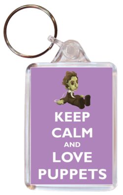 Keep Calm and Love Puppets - Double Sided Large Keyring Key Fob Chain Ring Gift Present Souvenir