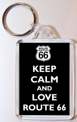 Keep Calm and Love Route 66 - Double Sided Large Keyring Key Fob Chain Ring Gift Present Souvenir
