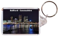 Salford - Lancashire - Double Sided Large Keyring Key Fob Chain Ring Gift Present Souvenir E2
