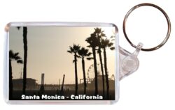 Santa Monica - California - USA - Double Sided Large Keyring Key Fob Chain Ring Gift Present Souvenir U3