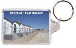 Seaford - East Sussex - Double Sided Large Keyring Key Fob Chain Ring Gift Present Souvenir E2