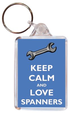 Keep Calm and Love Spanners - Double Sided Large Keyring Key Fob Chain Ring Gift Present Souvenir
