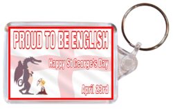 Happy St George's Day April 23rd - Double Sided Large Keyring Key Fob Chain Ring Gift Present Souvenir