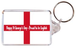 Happy St George's Day - Proud to be English - Double Sided Large Keyring Key Fob Chain Ring Gift Present Souvenir