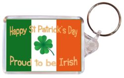 Happy St Patrick's Day - Proud to be Irish - Double Sided Large Keyring Key Fob Chain Ring Gift Present Souvenir