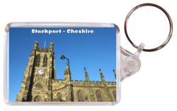 Stockport - Cheshire - Double Sided Large Keyring Key Fob Chain Ring Gift Present Souvenir E1