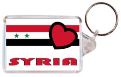 Love Syria/Syrian Towns & Cities - Double Sided Large Keyring Key Fob Chain Ring Gift Present Souvenir
