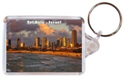 Tel Aviv - Israel - Double Sided Large Keyring Key Fob Chain Ring Gift Present Souvenir I2