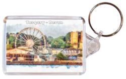 Torquay - Devon - Double Sided Large Keyring Key Fob Chain Ring Gift Present Souvenir E3