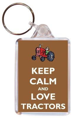 Keep Calm and Love Tractors - Double Sided Large Keyring Key Fob Chain Ring Gift Present Souvenir