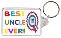 Best Step Uncle Ever - Double Sided Large Keyring Key Fob Chain Ring Gift Present Souvenir