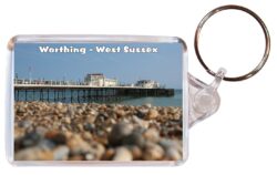 Worthing - West Sussex - Double Sided Large Keyring Key Fob Chain Ring Gift Present Souvenir E2