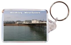Worthing - West Sussex - Double Sided Large Keyring Key Fob Chain Ring Gift Present Souvenir E3