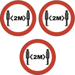3 PACK - 2m Distance - Safety - 59mm Badge/Badges Quote Message Stay at Home Virus Health