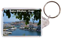 Agios Nikolaos - Crete - Greece - Double Sided Large Keyring Key Fob Chain Ring Gift Present Souvenir G1
