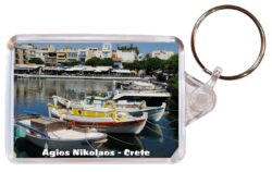 Agios Nikolaos - Crete - Greece - Double Sided Large Keyring Key Fob Chain Ring Gift Present Souvenir G4