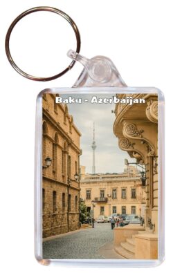 Baku - Azerbaijan - Double Sided Large Keyring Key Fob Chain Ring Gift Present Souvenir C1