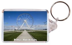 Baku - Azerbaijan - Double Sided Large Keyring Key Fob Chain Ring Gift Present Souvenir A2