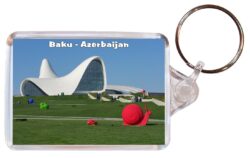 Baku - Azerbaijan - Double Sided Large Keyring Key Fob Chain Ring Gift Present Souvenir A3