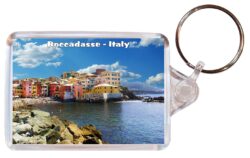 Boccadasse - Italy - Double Sided Large Keyring Key Fob Chain Ring Gift Present Souvenir S1