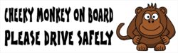 Cheeky Monkey on Board - Please Drive Safely - Car Bumper Laptop Window Decal Sticker