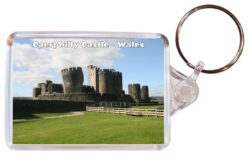 Caerphilly Castle - Wales - Double Sided Large Keyring Key Fob Chain Ring Gift Present Souvenir W1