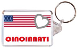 Cincinnati - Love USA/United States Town & Cities Flag - Double Sided Large Keyring Key Fob Chain Ring Gift Present Souvenir