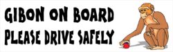 Gibbon on Board - Please Drive Safely - Car Bumper Laptop Window Decal Sticker