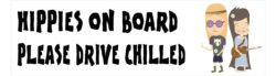 (Glastonbury) Hippies on Board - Please Drive Safely - Car Bumper Laptop Window Decal Sticker