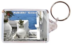 Halkidiki - Greece - Double Sided Large Keyring Key Fob Chain Ring Gift Present Souvenir G6