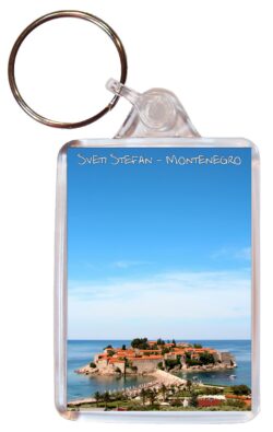 Sveti Stefan - Montenegro - Double Sided Large Keyring Key Fob Chain Ring Gift Present Souvenir S1