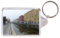 Navigli - Milan - Italy - Double Sided Large Keyring Key Fob Chain Ring Gift Present Souvenir S1