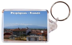 Perpignan - France - Double Sided Large Keyring Key Fob Chain Ring Gift Present Souvenir F2