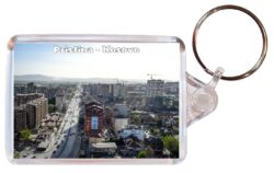Pristina - Kosovo - Double Sided Large Keyring Key Fob Chain Ring Gift Present Souvenir S1