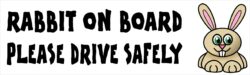 Rabbit on Board - Please Drive Safely - Car Bumper Laptop Window Decal Sticker