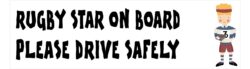 Rugby Star on Board - Please Drive Safely - Car Bumper Laptop Window Decal Sticker