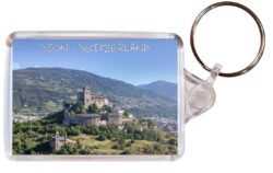 Sion - Switzerland - Double Sided Large Keyring Key Fob Chain Ring Gift Present Souvenir S1