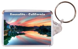 Sausalito - USA - Double Sided Large Keyring Key Fob Chain Ring Gift Present Souvenir US1