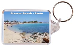 Stavros Beach - Crete - Greece - Double Sided Large Keyring Key Fob Chain Ring Gift Present Souvenir G2