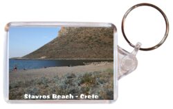 Stavros Beach - Crete - Greece - Double Sided Large Keyring Key Fob Chain Ring Gift Present Souvenir G4