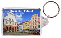 Szczecin - Poland - Double Sided Large Keyring Key Fob Chain Ring Gift Present Souvenir P3