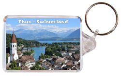 Thun - Switzerland - Double Sided Large Keyring Key Fob Chain Ring Gift Present Souvenir S2