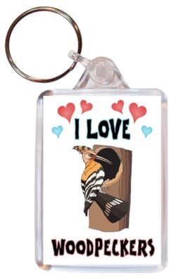 I Love Woodpecker/Woodpeckers - Double Sided Large Keyring Key Fob Chain Ring Name Tag Gift Present Souvenir