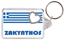 Zakynthos - Love Greece/Greek Town & Cities Flag - Double Sided Large Keyring Key Fob Chain Ring Gift Present Souvenir
