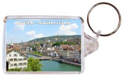 Zurich - Switzerland - Double Sided Large Keyring Key Fob Chain Ring Gift Present Souvenir S3