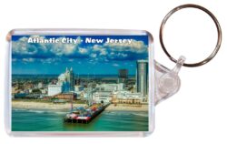 Atlantic City - New Jersey - USA - Double Sided Large Keyring Key Fob Chain Ring Gift Present Souvenir US3